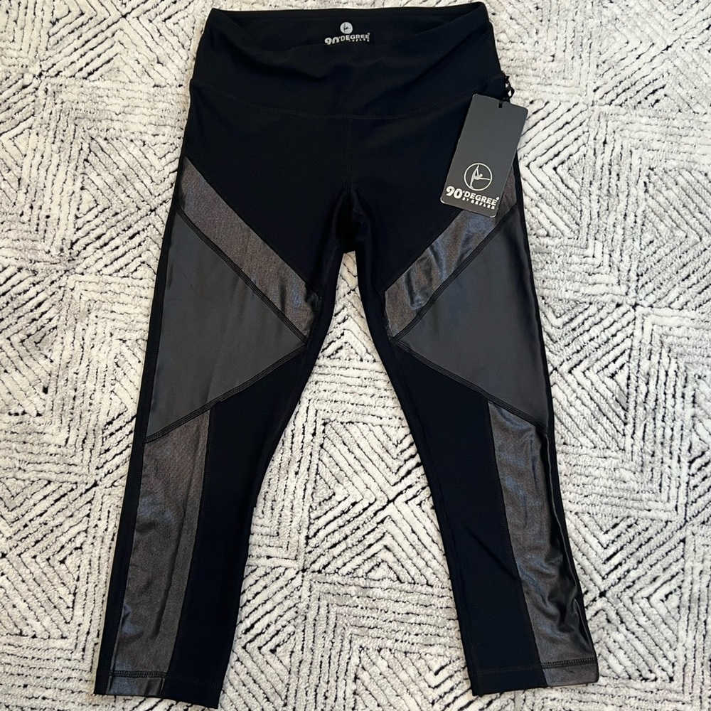 90 Degree By Reflex Black Mesh Leggings